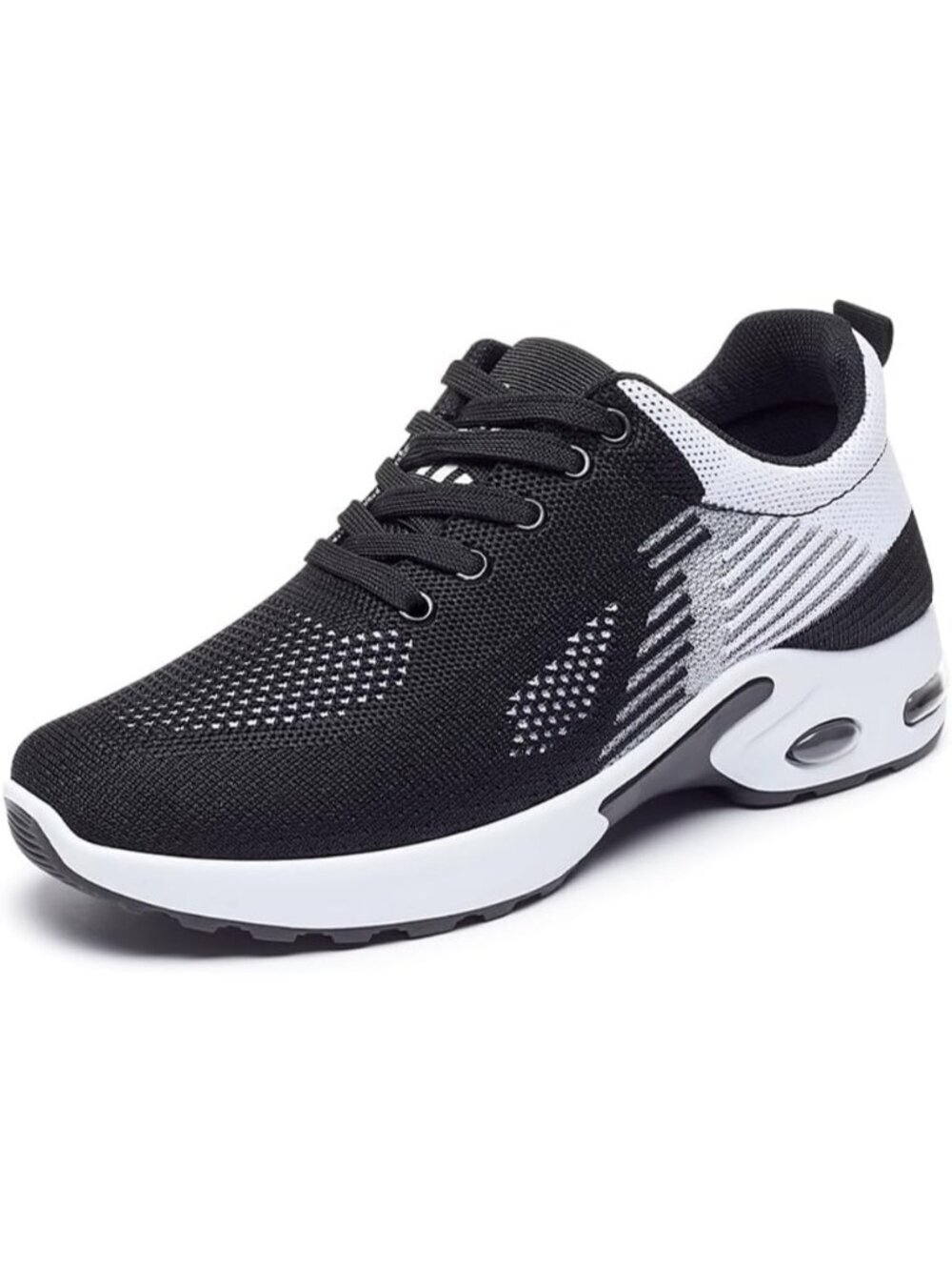Women's White Black Mesh Breathable Air Cushion Athletic Comfortable Sneaker